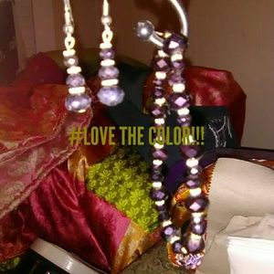 Homemade beaded earrings and bracelet